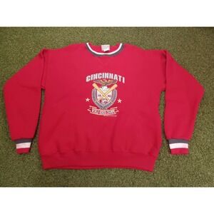 VTG Velva Sheen Cincinnati Reds 1990 World Series Champ Sweatshirt Men Large Red